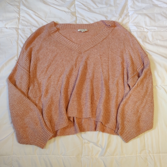 American Eagle Sweater Knit Pink XL Cropped Stretchy - Picture 2 of 3